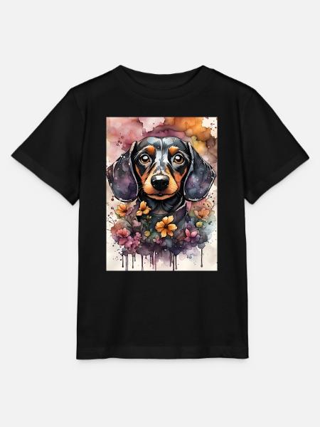 Niedlicher Dackelhund in Aquarell - Stanley/Stella Kinder T-Shirt MINI CREATOR  - Schwarz