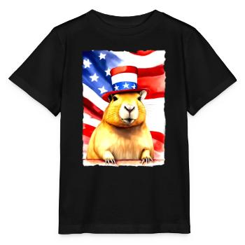 rongeur "Capybara Président" - T-shirt bio MINI CREATOR Stanley/Stella Enfant - noir - Devant - Mikhail (115cm)