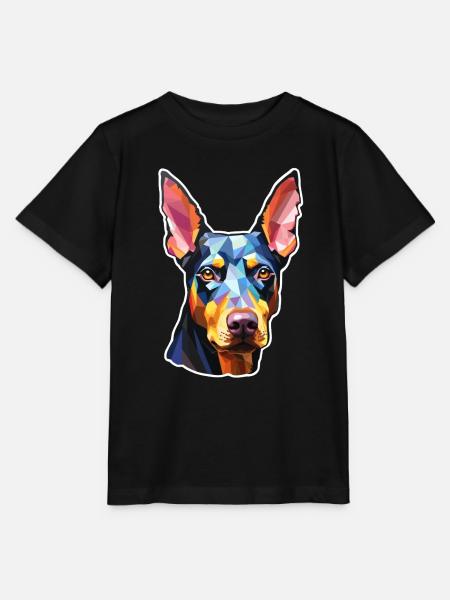 Dobermann Pinscher psychedelisch - Stanley/Stella Kinder T-Shirt MINI CREATOR  - Schwarz