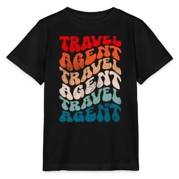 Retro Travel agent - Stanley/Stella Kinder T-Shirt MINI CREATOR  - Schwarz - Vorne - Mikhail (115cm)