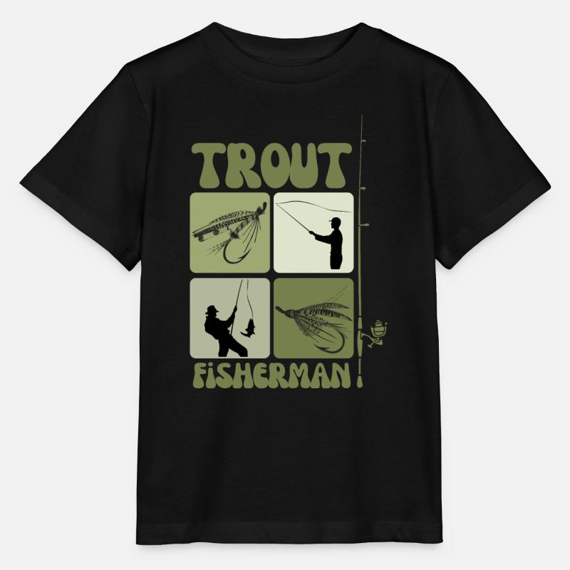 Art de la pêche à la truite - Conception de mouche et de lancer vintage - T-shirt bio MINI CREATOR Stanley/Stella Enfant - noir