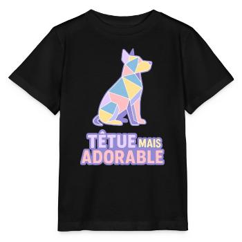 Têtue mais adorable – Chien géométrique pastel - T-shirt bio MINI CREATOR Stanley/Stella Enfant - noir - Devant - Mikhail (115cm)