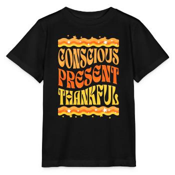 Bewusst, Präsent, Dankbar - Stanley/Stella Kinder T-Shirt MINI CREATOR  - Schwarz - Vorne - Mikhail (115cm)