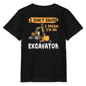 I don't Snore Excavator - Stanley/Stella MINI CREATOR Kids’ T-Shirt - black - Front - Mikhail (115cm)
