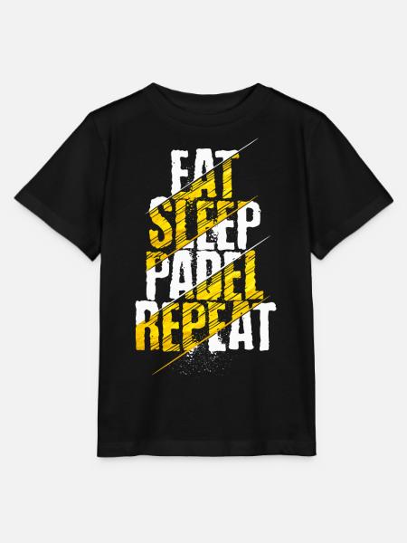 Eat Sleep Padel Repeat Written Padel Witty Padel - Stanley/Stella Kinder T-Shirt MINI CREATOR - Schwarz