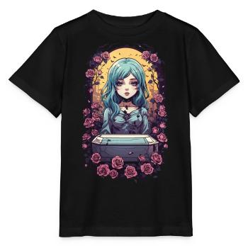 Gothique Anime Kawaii Fille avec des Roses Victorien - T-shirt bio MINI CREATOR Stanley/Stella Enfant - noir - Devant - Mikhail (115cm)