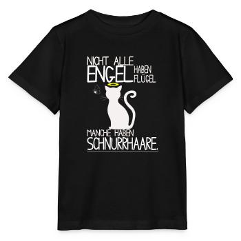 Katzen Shirt - Engel Schnurrhaare - Stanley/Stella Kinder T-Shirt MINI CREATOR  - Schwarz - Vorne - Mikhail (115cm)