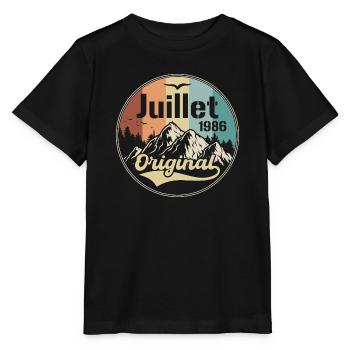 Juillet 1986 Anniversaire Juillet 1986 Juillet - T-shirt bio MINI CREATOR Stanley/Stella Enfant - noir - Devant - Mikhail (115cm)
