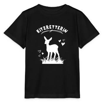 Kitzretterin Kitze Retten Waldtier Rehkitz Baby - Stanley/Stella Kinder T-Shirt MINI CREATOR  - Schwarz - Vorne - Mikhail (115cm)