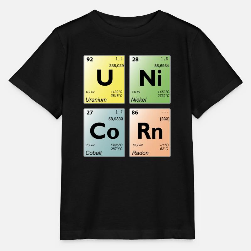 Unicorn Periodensystem - Stanley/Stella Kinder T-Shirt MINI CREATOR  - Schwarz