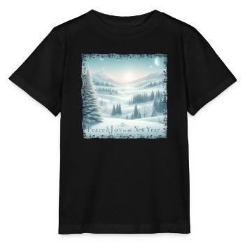New Year's Day - Peace and Enjoyment in Winterland - Stanley/Stella MINI CREATOR Kids’ T-Shirt - black - Front - Mikhail (115cm)