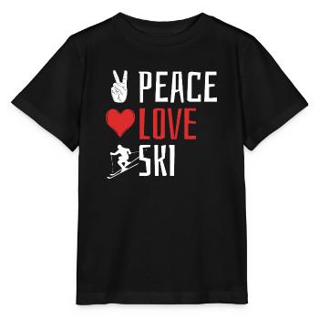 Peace Love Ski, Après-ski, Sports d’hiver, Vacances au ski - T-shirt bio MINI CREATOR Stanley/Stella Enfant - noir - Devant - Mikhail (115cm)
