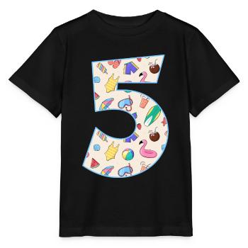 HOLIDAY NUMBER 5 YEARS SUMMER 5TH BIRTHDAY - Stanley/Stella MINI CREATOR Kids’ T-Shirt - black - Front - Mikhail (115cm)