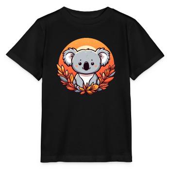 Koala im Herbst Bunte Blätter Laub - Stanley/Stella Kinder T-Shirt MINI CREATOR  - Schwarz - Vorne - Mikhail (115cm)