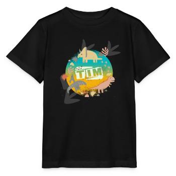 TIM - Beau nom de garçon avec de mignons dinosaures - T-shirt bio MINI CREATOR Stanley/Stella Enfant - noir - Devant - Mikhail (115cm)