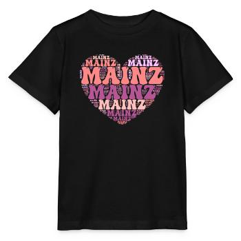 Mainz Herz Wortwolke Mainzerin - Stanley/Stella Kinder T-Shirt MINI CREATOR  - Schwarz - Vorne - Mikhail (115cm)