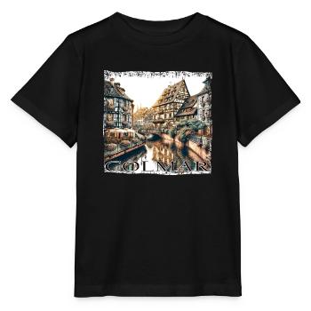 Colmar Altstadt: Fachwerkhäuser & Kanäle im Grunge - Stanley/Stella Kinder T-Shirt MINI CREATOR  - Schwarz - Vorne - Mikhail (115cm)