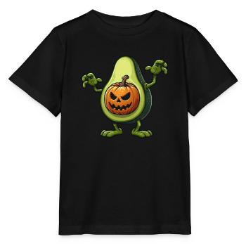 Avocat effrayant monstre Halloween Vegan Dessin animé - T-shirt bio MINI CREATOR Stanley/Stella Enfant - noir - Devant - Mikhail (115cm)