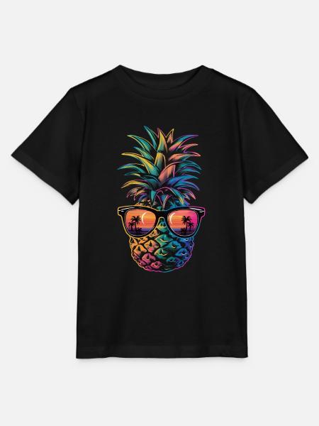 Ananas tropische hawaiianische Frucht - Stanley/Stella Kinder T-Shirt MINI CREATOR  - Schwarz