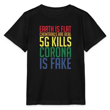 Conspiracy theory Verschwörung Theorie Flat Earth - Stanley/Stella Kinder T-Shirt MINI CREATOR  - Schwarz - Vorne - Mikhail (115cm)
