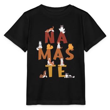 Namaste, Entspannung und Meditation mit Hund - Stanley/Stella Kinder T-Shirt MINI CREATOR  - Schwarz - Vorne - Mikhail (115cm)