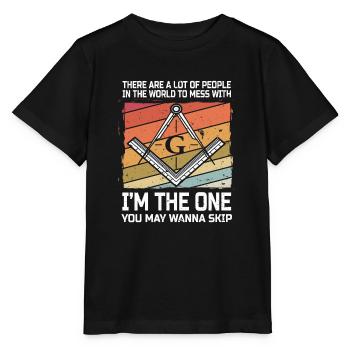 Masonic Masonic Bricklayer Illuminati Symbol Circle Angle - Stanley/Stella MINI CREATOR Kids’ T-Shirt - black - Front - Mikhail (115cm)