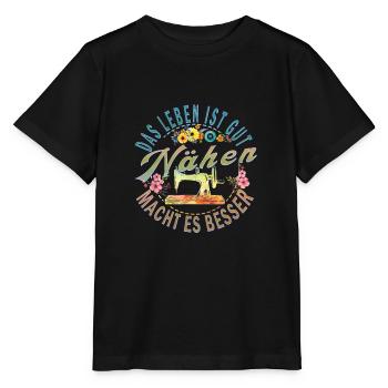 Nähen schneidern Nadelarbeit Nähspruch - Stanley/Stella Kinder T-Shirt MINI CREATOR  - Schwarz - Vorne - Mikhail (115cm)