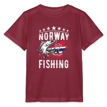 Norvège pêche Norvège Drapeau - T-shirt bio MINI CREATOR Stanley/Stella Enfant - bordeaux - Devant - Kain (125cm)