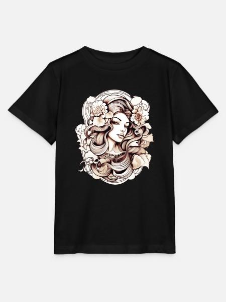 Flower Woman Drawing - Stanley/Stella Kinder T-Shirt MINI CREATOR  - Schwarz