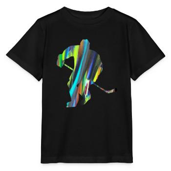 Eishockey, Hockey, Graffiti, bunt, stencil - Stanley/Stella Kinder T-Shirt MINI CREATOR  - Schwarz - Vorne - Mikhail (115cm)