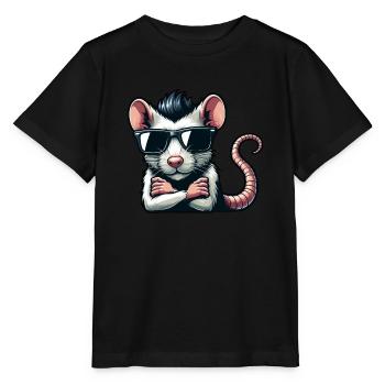 Coole Ratte Maus Sonnenbrille 50er Jahre 60er - Stanley/Stella Kinder T-Shirt MINI CREATOR  - Schwarz - Vorne - Mikhail (115cm)