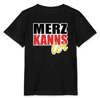 Merz kanns - Kanzler - Kanzlerkandidat - Stanley/Stella Kinder T-Shirt MINI CREATOR  - Schwarz - Vorne - Mikhail (115cm)