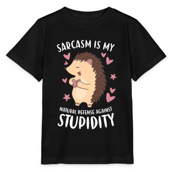 Ma défense naturelle contre la stupidité Hedgehog - T-shirt bio MINI CREATOR Stanley/Stella Enfant - noir - Devant - Mikhail (115cm)