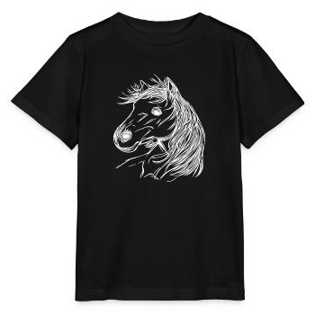 Horse portrait for horse lovers - Stanley/Stella MINI CREATOR Kids’ T-Shirt - black - Front - Mikhail (115cm)