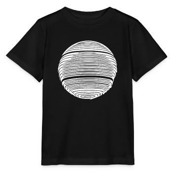 Geometrische Planeten Kugel mit Streifen - Stanley/Stella Kinder T-Shirt MINI CREATOR  - Schwarz - Vorne - Mikhail (115cm)