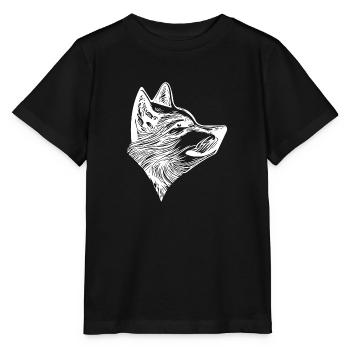 Elegantes Vintage Wolfportrait - Stanley/Stella Kinder T-Shirt MINI CREATOR  - Schwarz - Vorne - Mikhail (115cm)