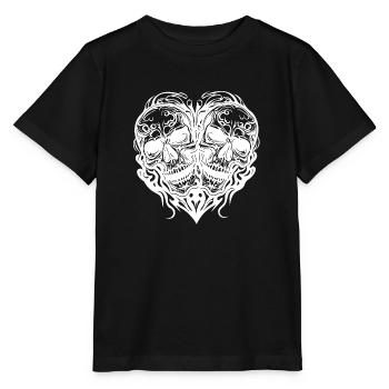 Deux crânes Coeur Tatouage Style Tribal - T-shirt bio MINI CREATOR Stanley/Stella Enfant - noir - Devant - Mikhail (115cm)