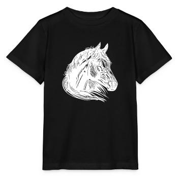 Mares Horses Portrait with Fantastically Beautiful Mane - Stanley/Stella MINI CREATOR Kids’ T-Shirt - black - Front - Mikhail (115cm)