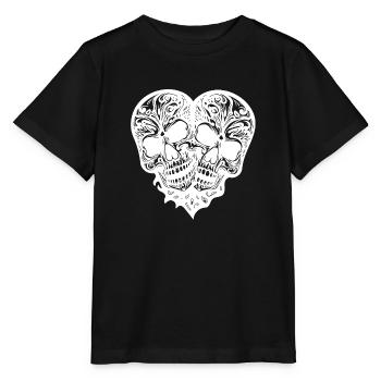 Deux crânes Coeur Tatouage Style Tribal - T-shirt bio MINI CREATOR Stanley/Stella Enfant - noir - Devant - Mikhail (115cm)