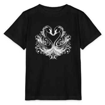 De mignons cygnes élégants en formation de cœur - T-shirt bio MINI CREATOR Stanley/Stella Enfant - noir - Devant - Mikhail (115cm)
