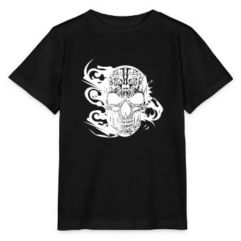 Burning grinning tattoo skull - Stanley/Stella MINI CREATOR Kids’ T-Shirt - black - Front - Mikhail (115cm)