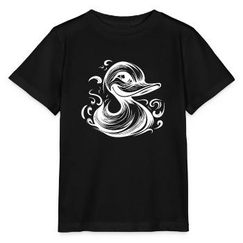 Drôle de canard souriant avec un énorme bec - T-shirt bio MINI CREATOR Stanley/Stella Enfant - noir - Devant - Mikhail (115cm)