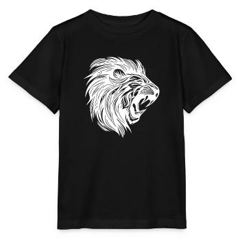 Wild Mighty Lion Head Tattoo Style Mane - T-shirt bio MINI CREATOR Stanley/Stella Enfant - noir - Devant - Mikhail (115cm)