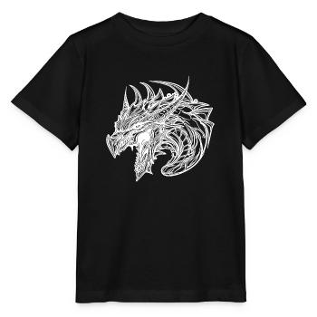 Dragon sifflant en robe à écailles de tatouage - T-shirt bio MINI CREATOR Stanley/Stella Enfant - noir - Devant - Mikhail (115cm)