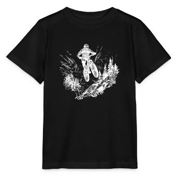 Vététistes à vélo en haut de la montagne - T-shirt bio MINI CREATOR Stanley/Stella Enfant - noir - Devant - Mikhail (115cm)