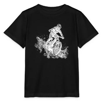Radfahrer Mountainbiker Regen Schlamm Abfahrt - Stanley/Stella Kinder T-Shirt MINI CREATOR  - Schwarz - Vorne - Mikhail (115cm)