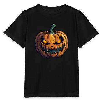 Glühende Augen wilde Halloween Kürbis Fratze - Stanley/Stella Kinder T-Shirt MINI CREATOR  - Schwarz - Vorne - Mikhail (115cm)