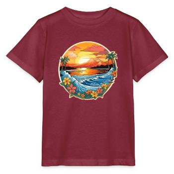 Surfen Hawaii Palmen Ozean Surfbrett Design - Stanley/Stella Kinder T-Shirt MINI CREATOR  - Burgunderrot - Vorne - Kain (125cm)