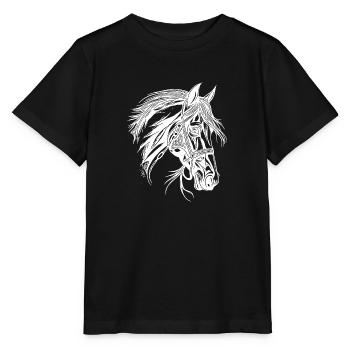 Cheval robuste à crinière Dressage équestre Sports équestres - T-shirt bio MINI CREATOR Stanley/Stella Enfant - noir - Devant - Mikhail (115cm)