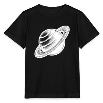 Planète aux anneaux Saturne avec système d’anneaux dans le système solaire - T-shirt bio MINI CREATOR Stanley/Stella Enfant - noir - Devant - Mikhail (115cm)